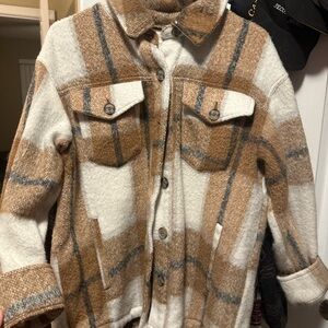 Plaid Thick Jacket in Brown and Cream